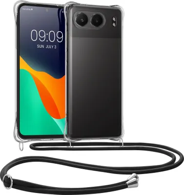 Produktbild von kwmobile Necklace Case kompatibel mit OnePlus Nord 4 5G Hülle - Silikon Cover mit Handykette - Band Handyhülle Transparent Schwarz