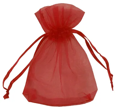 10 Organza-Beutel ca. 90 x 120 mm Geschenkbeutel mit Bändern Freie rot