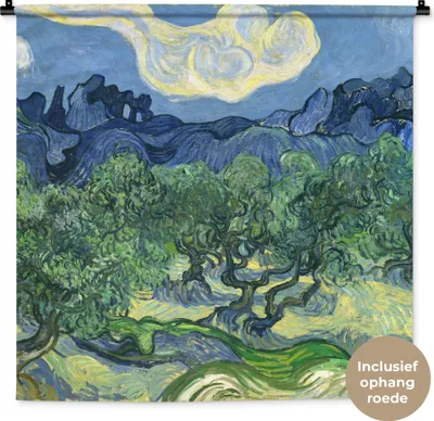 Produktbild von MuchoWow® Wandteppich Wandbehang Die Olivenbäume - Vincent van Gogh 90x90 cm Tapisserie Dekoration Wandtuch - Wandaufhänger