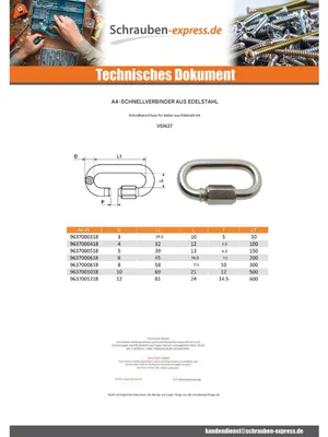 Produktbild von Schnellkettenglied Edelstahl A4 5