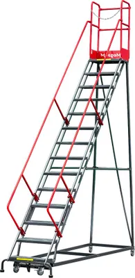 Zdjęcie produktu dla Drabina magazynowa przejezdna stalowa Mega-M 14 stopni 357cm