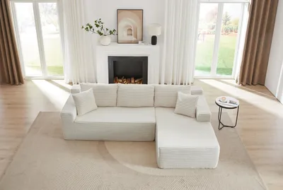 Immagine prodotto di Divano modulare a forma di L, con 3 posti, imbottitura in memory foam, modello "Cloud", con chaise longue di grandi dimensioni (nero)