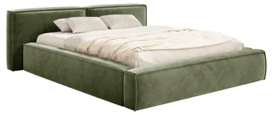 Produktbild von Selsey Tilves Low – Polsterbett 180x200 mit Bettkasten und Lattenrost, Velours, olivgrün