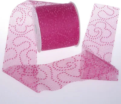 Produktbild von Sizolace Tischläufer pink Spitze Vintage Flock Tischband romantisch 70mm x 25 Meter