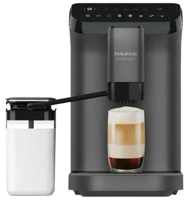 Produktbild von Taurus Accento Latte, Espressomaschine, 1,5 l, Kaffeebohnen, Eingebautes Mahlwerk, Schwarz, Grau