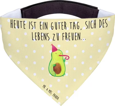 Produktbild von Mr. & Mrs. Panda Tuch Avocado Feier - Gelb Pastell - Geschenk, Halstuch, Geburtstag, Hundehalstuch, Feierlichkeit, Gute Laune, Hund, Party, Für Hunde