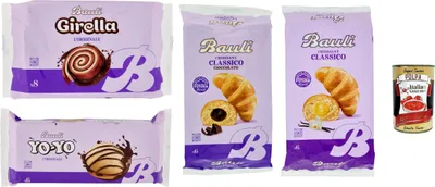 Produktbild von Bauli Testpaket , Girella - Yo yo - Croissants, Kuchen Süßer Snack n mit Kakaofüllung, Ohne Konservierungsstoffe und Farbstoffe mit nur natürlichen Aromen 4 Stuck + Italian Gourmet polpa 400g