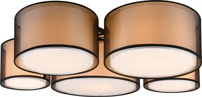 Zdjęcie produktu dla Plafon okrągły BURTON czarno-biały 5xE27x40W tkanina wym:21,5x90x70cm IP20 Trio