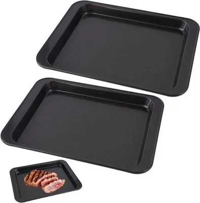 Obrázek produktu pro Malé plechy do trouby – plechy na pečení – pro pečení a vaření – s nepřilnavým povrchem – rozměry 24 x 18 x 2 cm – černé