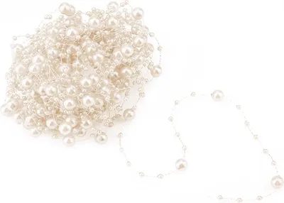 Zdjęcie produktu dla K��nstliche Perlenketten Trimming, Fish Thread Beads DIY Wedding Party Decoration, 10 M Fishing Thread, K��nstliche Beads, Pearl Necklace (Beige)