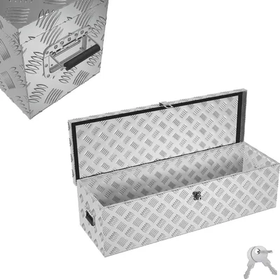 Zdjęcie produktu dla LZQ 60-litrowa aluminiowa skrzynka narzędziowa aluminiowa skrzynka transportowa skrzynka narzędziowa zamykana skrzynka na przyczepę skrzynka na dyszel srebrny