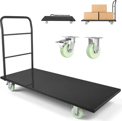 Zdjęcie produktu dla Wózek platformowy VEVOR składany 907 kg, wózek transportowy z obrotowymi kółkami i uchwytem, wózek magazynowy, wózek do transportu ciężkich ładunków, idealny do magazynu, warsztatu, fabryki, 1525 x 700 x 1090 mm