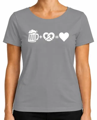 Immagine prodotto di Birra, pretzel, cuore,  , Wiesn, Baviera, camicia tradizionale, pantaloni di pelle, maglietta da donna, grigio, taglia M