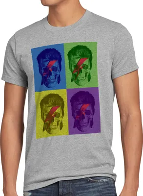 Produktbild von BaumwolleCloud Bowie Skull Herren T-Shirt turntable retro pop-art warhol