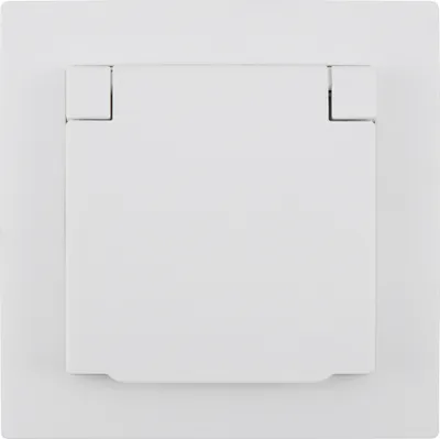 Produktbild von Schutzkontakt-Steckdose McPower "Flair", 250V/16A, UP, Klappdeckel, IP44, weiß, matt