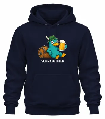 Zdjęcie produktu dla Schnabelbier, Schnabeltier, Seppelhut, piwo , bluza z kapturem na wieczór panieński, kolor granatowy, rozmiar S