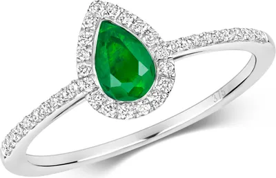 Produktbild von Schöner 9 Karat (375) Weißgold Cluster Diamant Damenring Brillant-Schliff 0.15 Karat HI - I1 mit Smaragd, 53 (16.9); TRS2212RSM