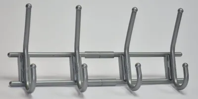 Garderobenhaken-Set, Kunststoff, Silber, 4 Haken, 370x165x70 mm