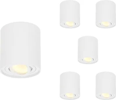 Produktbild von hoftronic LED Aufbaustrahler 4W 345lm 2700K IP20 Weiß GU10 6er Set