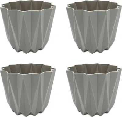 Produktbild von Kunststoff Blumen-Topf Ø 15,5 x 13cm hell-grau 4 Stück