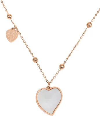 Produktbild von styleBREAKER Damen Edelstahl Kette mit Herz Anhängern und Kugelperlen, Halskette, Ankerkette, Schmuck 05030057