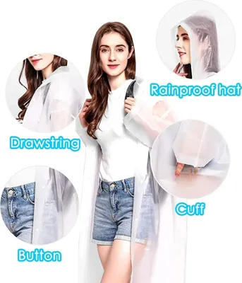 Produktbild von 2 Stück Regenponcho Herren Damen Wasserdicht, Regencape Festival Regenjacke Regenmantel Poncho Fahrrad Regenbekleidung Regenschutz Regen Zubehör für Wandern Camping Radfahren Reisen