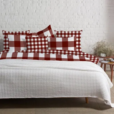 Produktbild von Traumschlaf Flanell Bettwäsche Karos 200x200 cm + 2x 80x80 cm rot