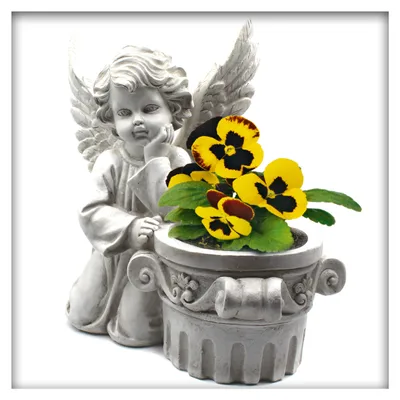 Produktbild von Pflanzgefäß Engel Pflanztopf Grabdeko, Gartendeko Blumentopf Dekofigur, Statue Höhe 29 cm