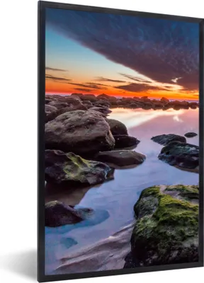 Produktbild von MuchoWow® Gerahmtes Poster Felsen - Wasser - Natur 40x60 cm - Poster mit Schwarzem Bilderrahmen Wandposter Rahmen Foto Bilder - Papierdruck - Wandbilder