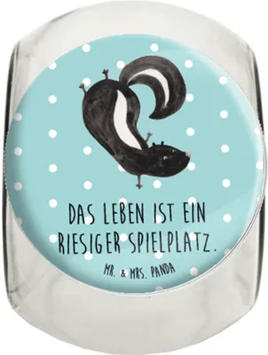 Produktbild von Mr. & Mrs. Panda Bonbonglas Stinktier Handstand XL 2000ml - Türkis Pastell - Geschenk, Aufbewahrungsdose, Skunk, Kaffeedose, glasbehälter, Bonboniere, Teedose, gewürzglas
