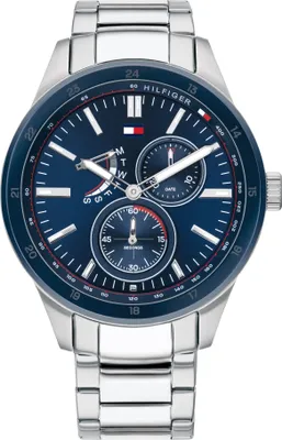 Produktbild von Tommy Hilfiger Multi Zifferblatt Quarz Uhr für Herren mit Silbernes Edelstahlarmband - 1791640