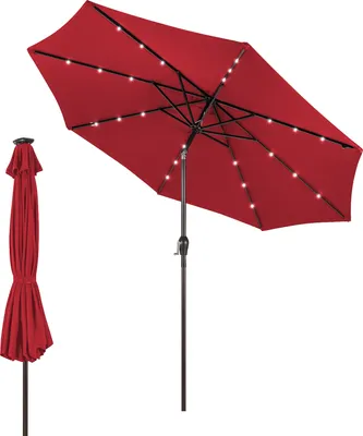 Produktbild von GOPLUS 3m Sonnenschirm Gartenschirm Balkonschirm Terrassenschirm Ampelschirm Kurbelschirm Strandschirmmit Solar LED