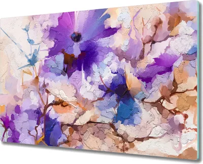 Produktbild von Coloray Schneidebrett Herdabdeckplatte 80x52 cm Kochplattenabdeckung Hackbrett Küchenbrett - Blumen Pflanzen