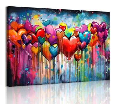Obrázok produktu pre Elzusha – Veľká plátnová dekorácia na stenu s romantickým motívom srdca, 120x80 cm