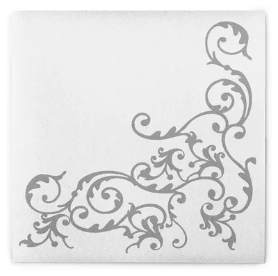Produktbild von Airlaid Serviette Pomp in Silber-Weiss, 40 x 40 cm, 50 Stück - Mank