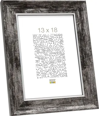 Zdjęcie produktu dla Deknudt S46EE2, listwa ścienna drewniana, czarna z srebrnym obramowaniem, wymiary 10x15 cm