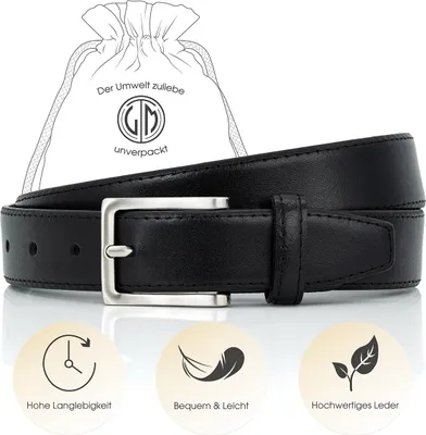 Produktbild von LINDENMANN Ledergürtel Herren, schwarz 30 mm Rindleder, Größe / Size:Bundweite 120 cm Gesamtlänge 135 cm W 47.2 XXL