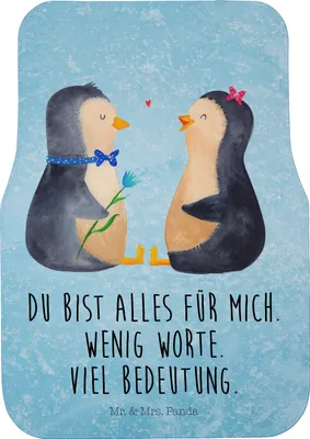 Produktbild von Mr. & Mrs. Panda Automatte Pinguin Pärchen - Eisblau - Geschenk, Auto Teppich, Fußmatte Fürs, Hochzeit, Liebe, Hochzeitstag, Auto-Fußmatte, Autoteppich