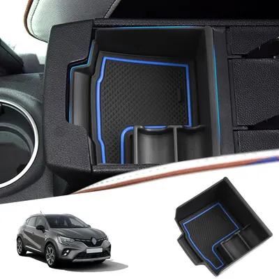 Zdjęcie produktu dla Pojemnik do przechowywania w konsoli środkowej, pasujący do Renault Captur II (JB/JE), rocznik 2019-2024, kolor niebieski, wykonany z tworzywa ABS