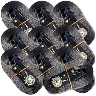 Produktbild von 10 SPANNGURTE mit ZURRRATSCHE 6 m 0,8 t EN-12195-2 Zurrgurte 6m (Schwarz)