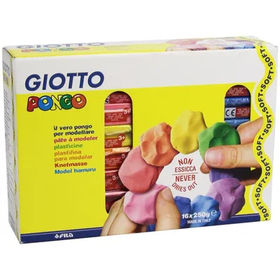 Obrázek produktu pro Modelovací hmota Giotto Pongo, 16 bloků po 250 g, různé barvy