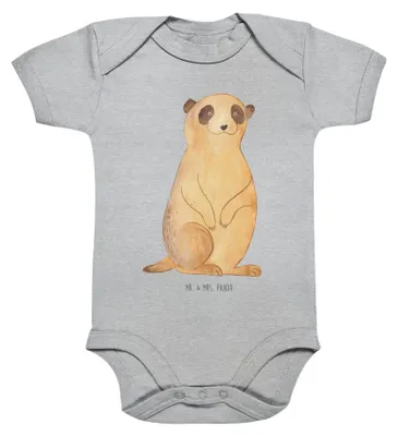 Produktbild von Mr. & Mrs. Panda Strampler Baby Erdmännchen 3. - 6. Monat - Heather Grey - Geschenk, Afrika, Babystrampler, Traveling, Weltreise, body kurzarm, Babybody, babykleidung