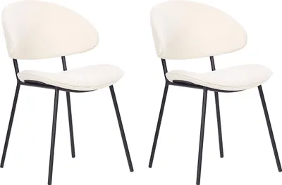 Obrázek produktu pro BELIANI Sada 2 jídelních židlí krémové látkové čalounění černé kovové nohy bez područek zaoblené opěradlo moderní moderní design