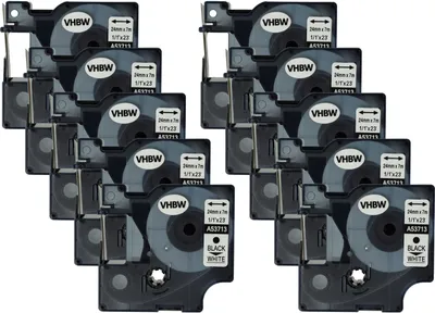 Produktbild von vhbw 10x Schriftband-Kassette Ersatz für Dymo D1, 53713 für Etiketten-Drucker 7m x 24mm Schwarz auf Weiß