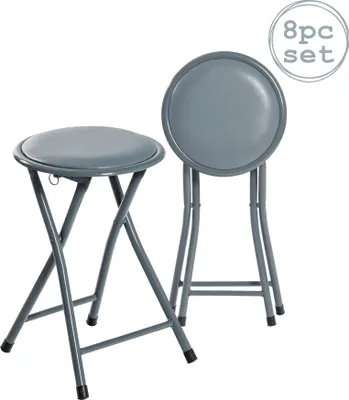 Produktbild von Harbour Housewares Packen von 8 Harbor Haushalt Runde Compact Klapphocker - Grau