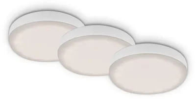 Image de Lampe LED encastrée BRILONER LEUCHTEN PLAT, 3 W, 350 lm, IP44, blanc, plastique-métal, lot de 3, Ø 7,5 cm