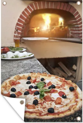 Obrázok produktu pre MuchoWow® Vonkajší plagát - Záhradná dekorácia ochrana súkromia - Záhradné plagáty pre záhradu - Pizza z pece na pizzu - 60x40x0.2cm