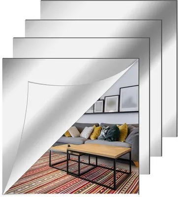 Image de Miroir mural autocollant 30 x 30 cm en acrylique - Décoration DIY