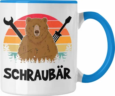 Produktbild von Trendation - Schraubär Tasse Geschenk Schrauber KFZ Mechaniker Mechatroniker Geschenkidee Schrauben Handwerker Papa Onkel Chef (Blau)
