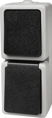 Produktbild von Feuchtraum-Kombi-Dose McPower "Taff", 250V, Schalter+Steckdose, IP44, AP, grau